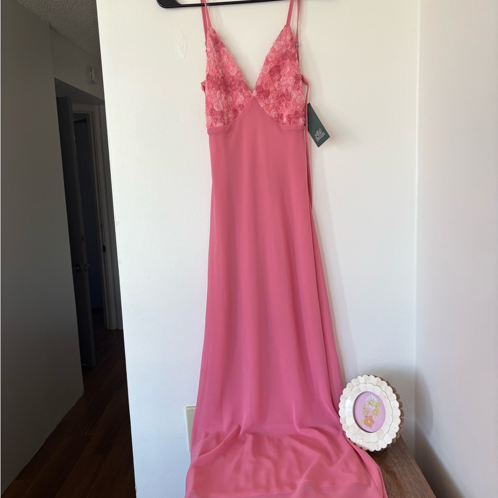 Floral Pink Maxi Backless Dress